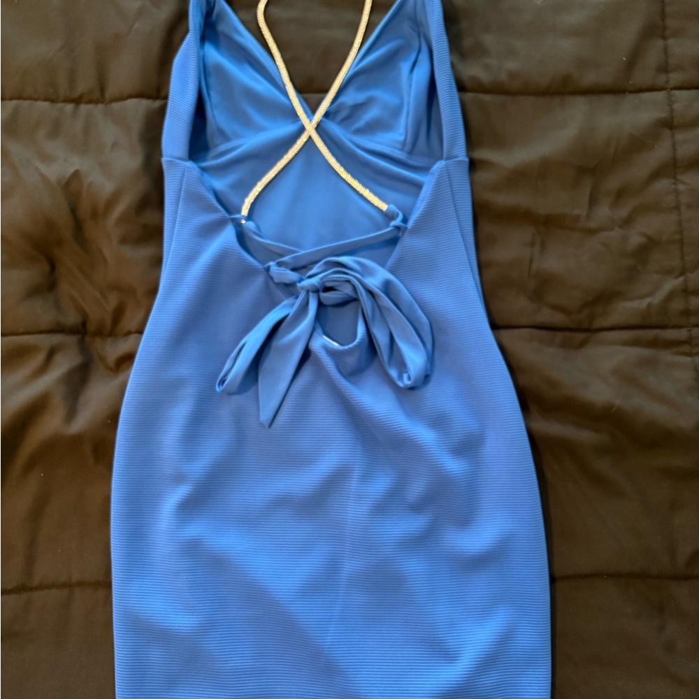 Elegant Blue Spaghetti Strap Dress - Picture 4 of 5